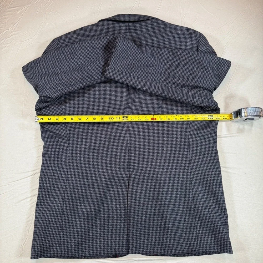 Meeting Street Mens Grey Houndstooth Lambswool Cashmere‎ Blazer Jacket 2 Button